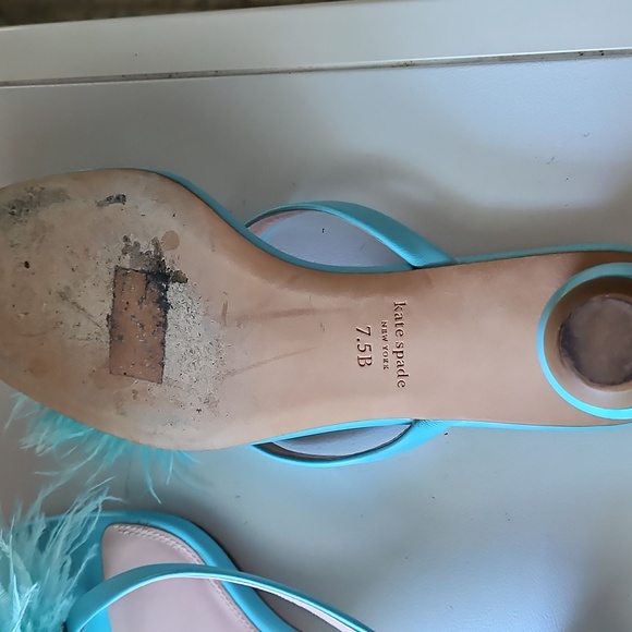 Kate Spade Turquoise Feathered Sandals - Picture 5 of 9